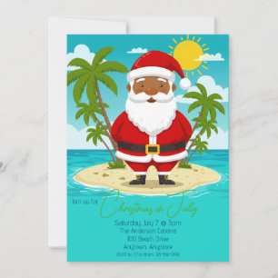 Invitación Fiesta de Navidad de Santa Brown en Julio