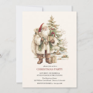 Invitación Fiesta de Navidad de Santa Claus con Acuarela Vint