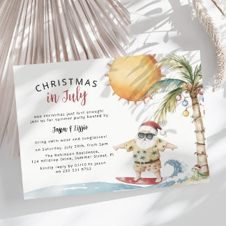 Invitación Fiesta de Navidad de Santa de verano en julio