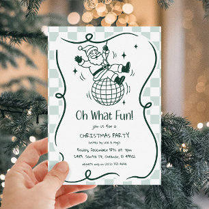 Invitación Fiesta de Navidad de Santa Disco Doodle Retro