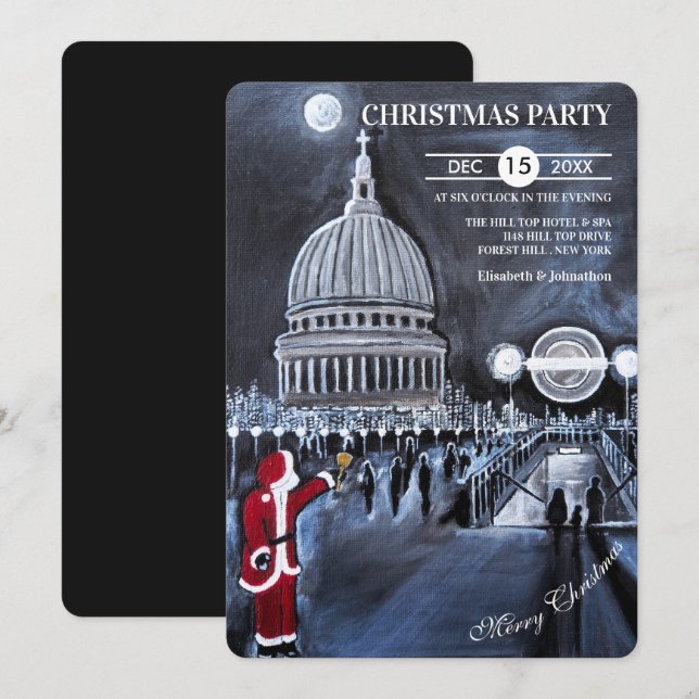 Invitación Fiesta de Navidad de Santa en Londres (Anverso / Reverso)
