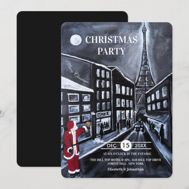 Invitación Fiesta de Navidad de Santa en París (Anverso / Reverso)