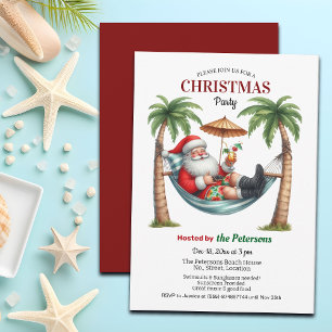 Invitación Fiesta de Navidad de Santa en una Isla Tropical
