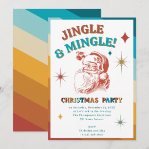 Invitación Fiesta de Navidad de Santa Retro Vintage Jingle Mi