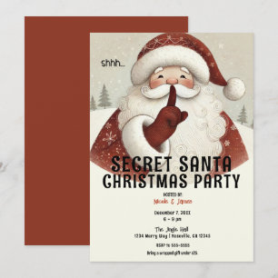 Invitación Fiesta de Navidad de Santa Secreto Rústica y Capri