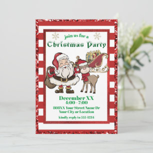 Invitación Fiesta de Navidad de Santa y Rudolph Caña de Caram