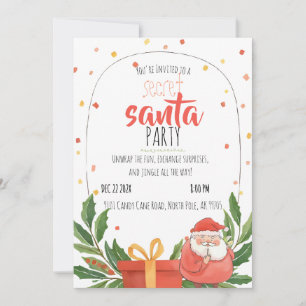 Invitación Fiesta de Navidad de Secret Santa con Acuarela
