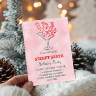 Invitación Fiesta de Navidad de Secret Santa con Acuarela Ros