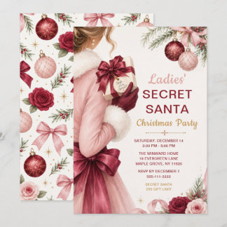 Invitación Fiesta de Navidad de Secret Santa de Damas