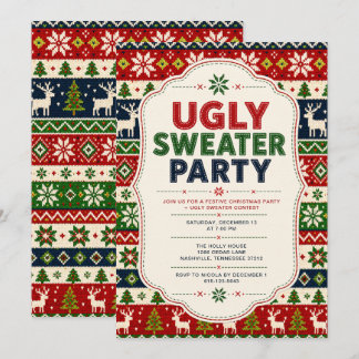 Invitación Fiesta de Navidad de Suéter Feo