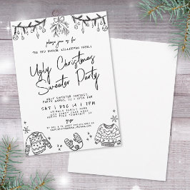 Invitación Fiesta de Navidad de Suéter Feo Dibujado a Mano