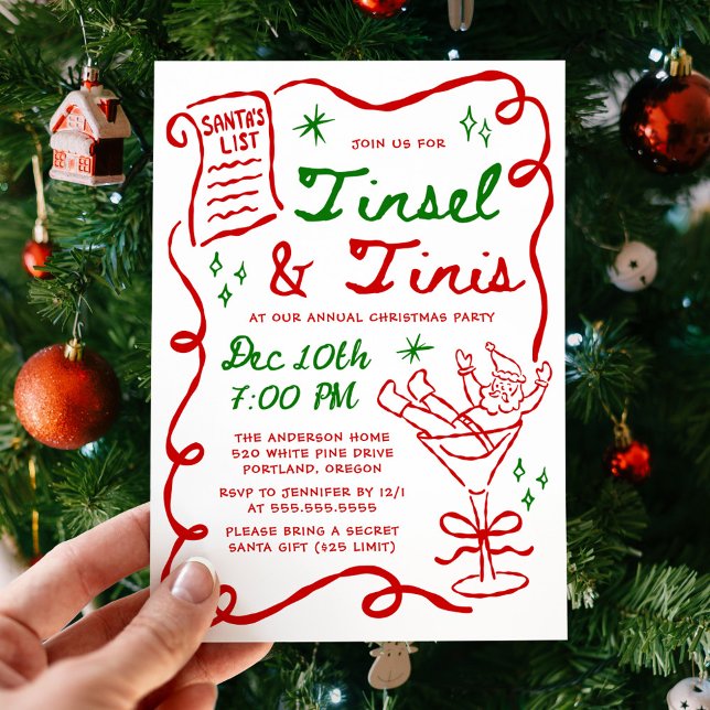 Invitación Fiesta de Navidad de Tinsel y Tinis Caprichosa (Subido por el creador)