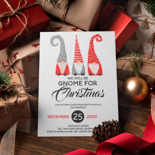 Invitación Fiesta de Navidad de tres gnomos escandinavos