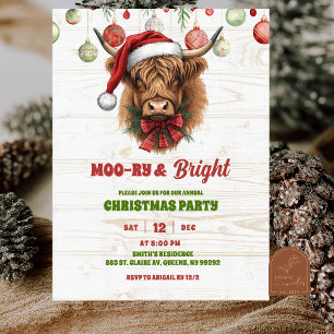 Invitación fiesta de Navidad de vaca de las Tierras Altas