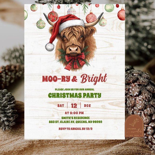 Invitación fiesta de Navidad de vaca de las Tierras Altas (Subido por el creador)