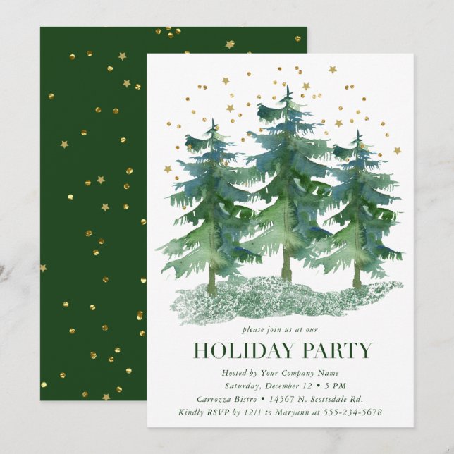 Invitación Fiesta de Navidad de Winter Forest Company (Anverso / Reverso)