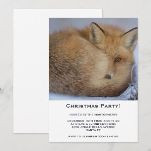 Invitación Fiesta de Navidad de Zorro Pequeño y Lindo Acurruc