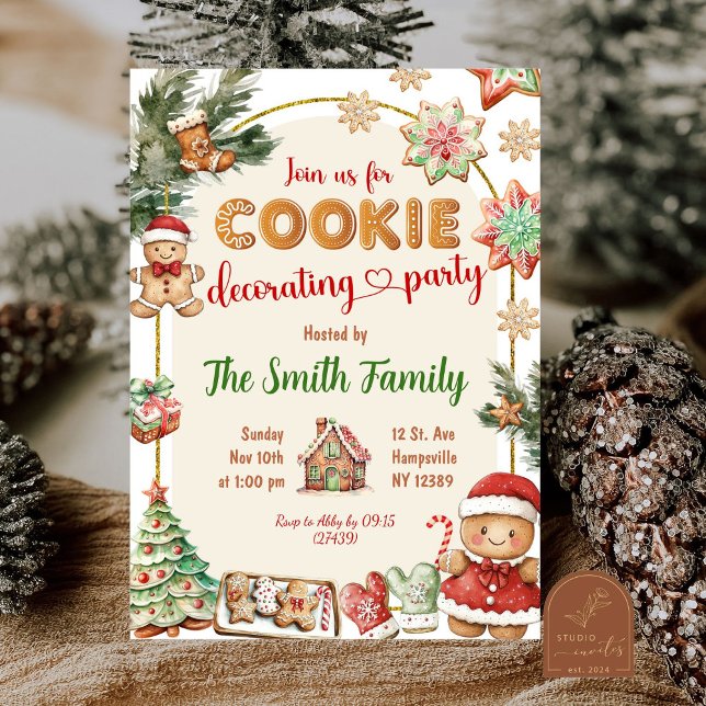 Invitación Fiesta de Navidad decorando galletas de jengibre (Subido por el creador)