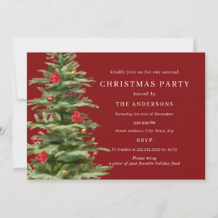 Invitación Fiesta de Navidad del Árbol Tradicional