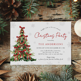 Invitación Fiesta de Navidad del Árbol Tradicional de Lazo Ro