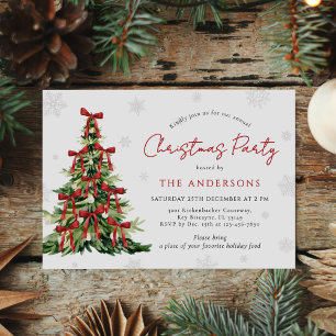 Invitación Fiesta de Navidad del Árbol Tradicional de Lazo Ro