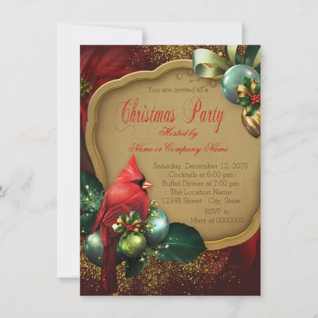 Invitación Fiesta de Navidad del Cardenal Rojo (Anverso)