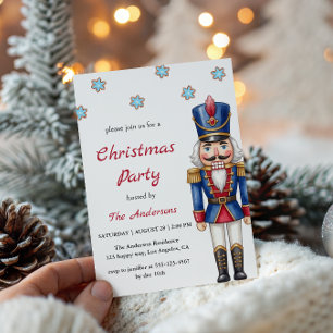 Invitación Fiesta de Navidad del Cascanueces Azul y Rojo Eleg