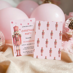 Invitación Fiesta de Navidad del Cascanueces Vintage Rosa