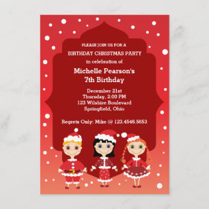 Invitación Fiesta de Navidad del cumpleaños de los niños