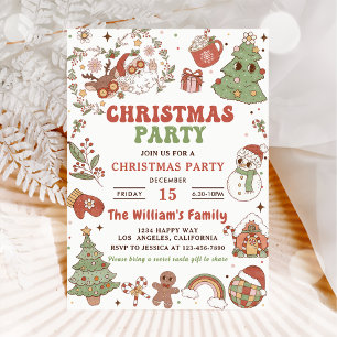 Invitación Fiesta de Navidad del divertido Santa Groovy