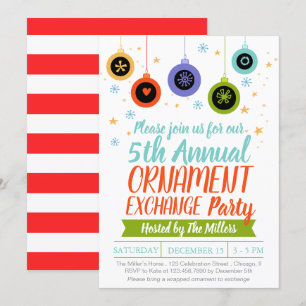 Invitación Fiesta de Navidad del intercambio del ornamento de