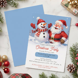 Invitación Fiesta de Navidad del muñeco de nieve de Santa al 