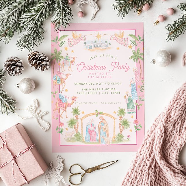 Invitación Fiesta de Navidad del Nacimiento Pastel (Subido por el creador)