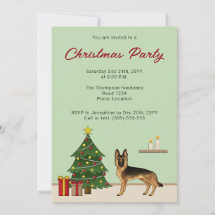 Invitación Fiesta de Navidad del Pastor Alemán de Pelo Negro