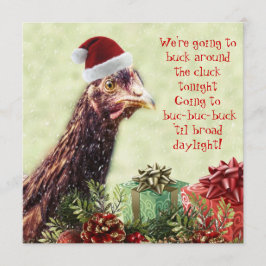 Invitación Fiesta de Navidad del pollo de Santa de la granja