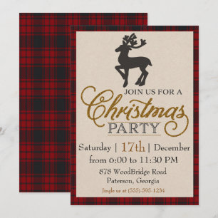 Invitación Fiesta de Navidad del Reno de Oro