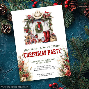 Invitación Fiesta de Navidad del Viejo Oeste, imprimible rojo