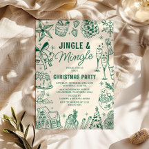 Fiesta de Navidad Doodle Verde Acogedor