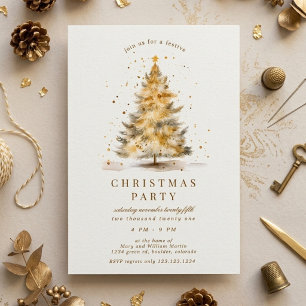 Invitación Fiesta de Navidad Dorada de Lujo