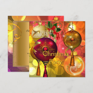 Invitación Fiesta de Navidad Dorado Amarillo Verde Rojo Navid