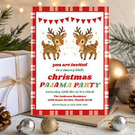 Invitación Fiesta de Navidad Editable con Pijama de Reno Retr