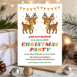 Invitación Fiesta de Navidad Editable Reno Ciervo Retro
