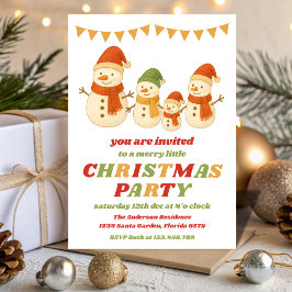 Invitación Fiesta de Navidad Editable Retro Muñeco de Nieve