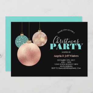 Invitación Fiesta de Navidad elegante 2 de los ornamentos