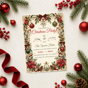 Invitación Fiesta de Navidad Elegante Art Nouveau