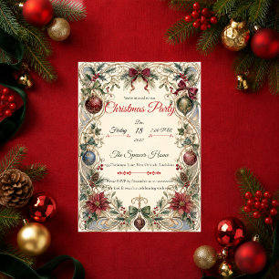 Invitación Fiesta de Navidad Elegante Art Nouveau