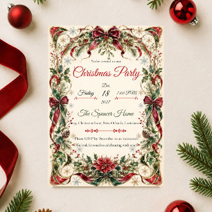 Invitación Fiesta de Navidad Elegante Art Nouveau