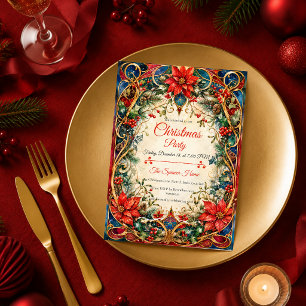 Invitación Fiesta de Navidad elegante Art Nouveau