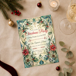 Invitación Fiesta de Navidad Elegante Art Nouveau