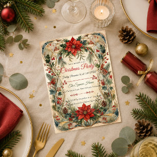 Invitación Fiesta de Navidad Elegante Art Nouveau